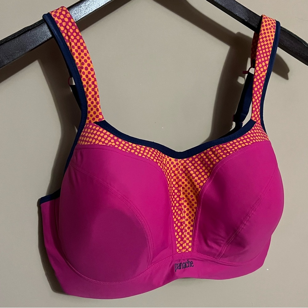Panache pink 36F underwire sports bra adjustable straps